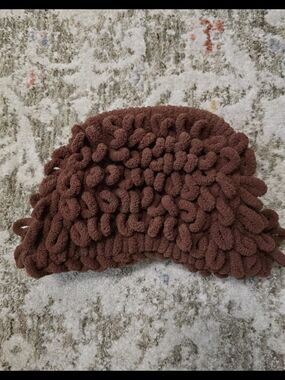 Handmade Woven Loop Knit Clutch Bag - Brown